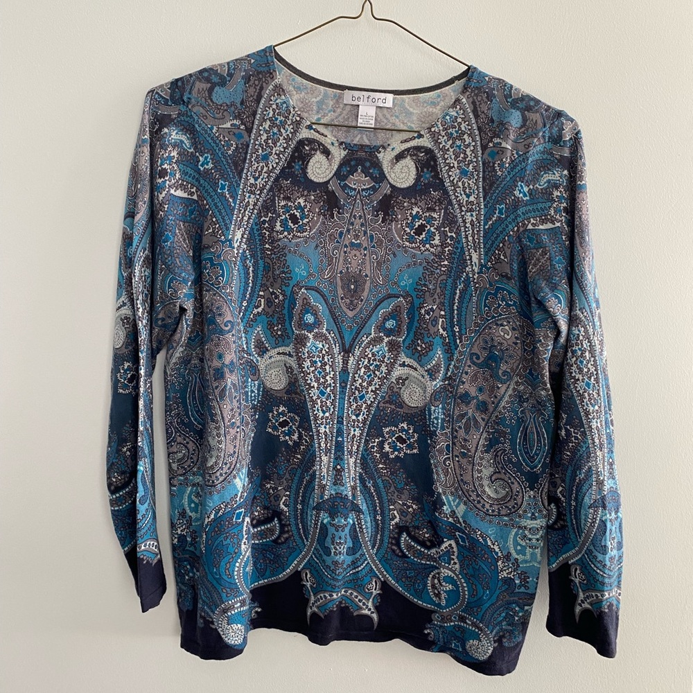 Belford long sleeved paisley top 100% pima cotton